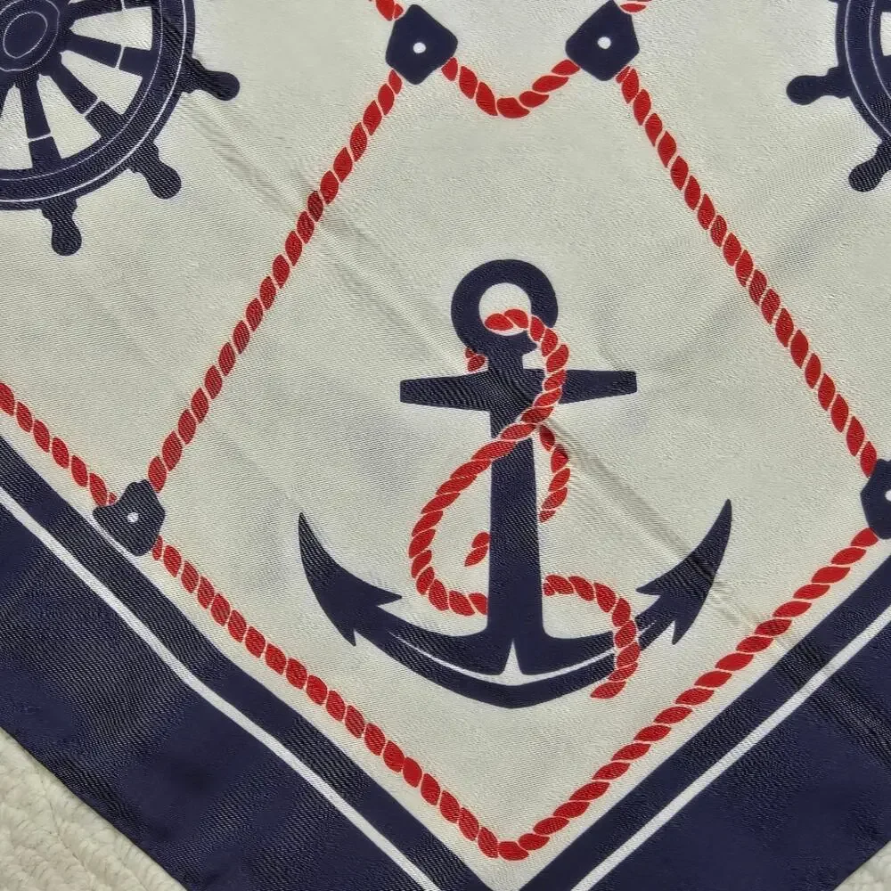 CEGGALI Creazione Nautical Anchor Print Scarf Blue White and Red